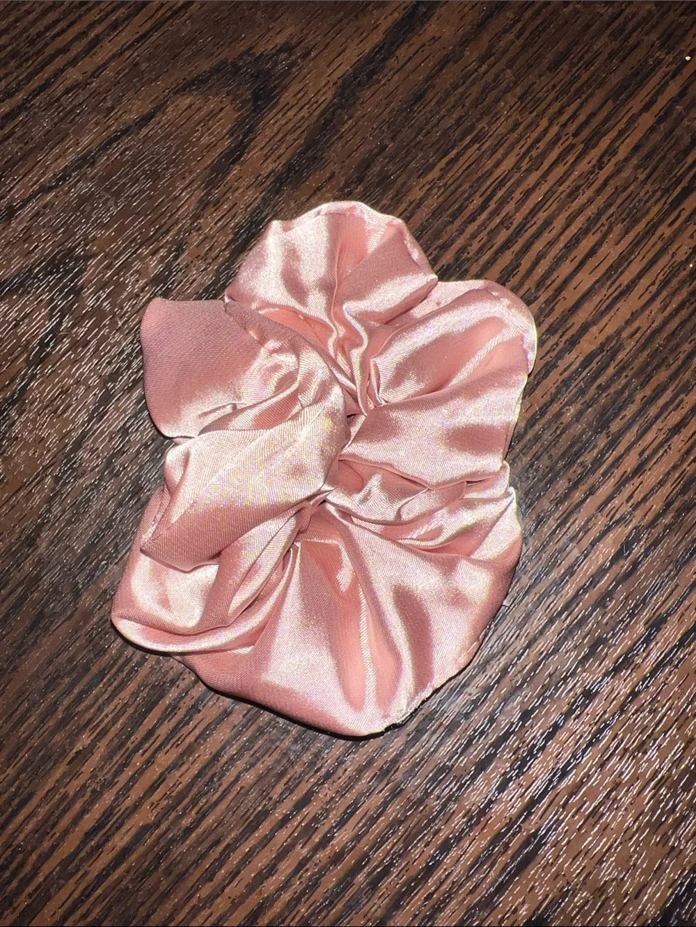 Silky Pink Hair Scrunchie - Soft Satin Elastic